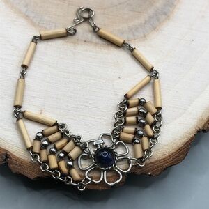 Vintage artisan bamboo dainty flower bracelet boho dainty elegant.